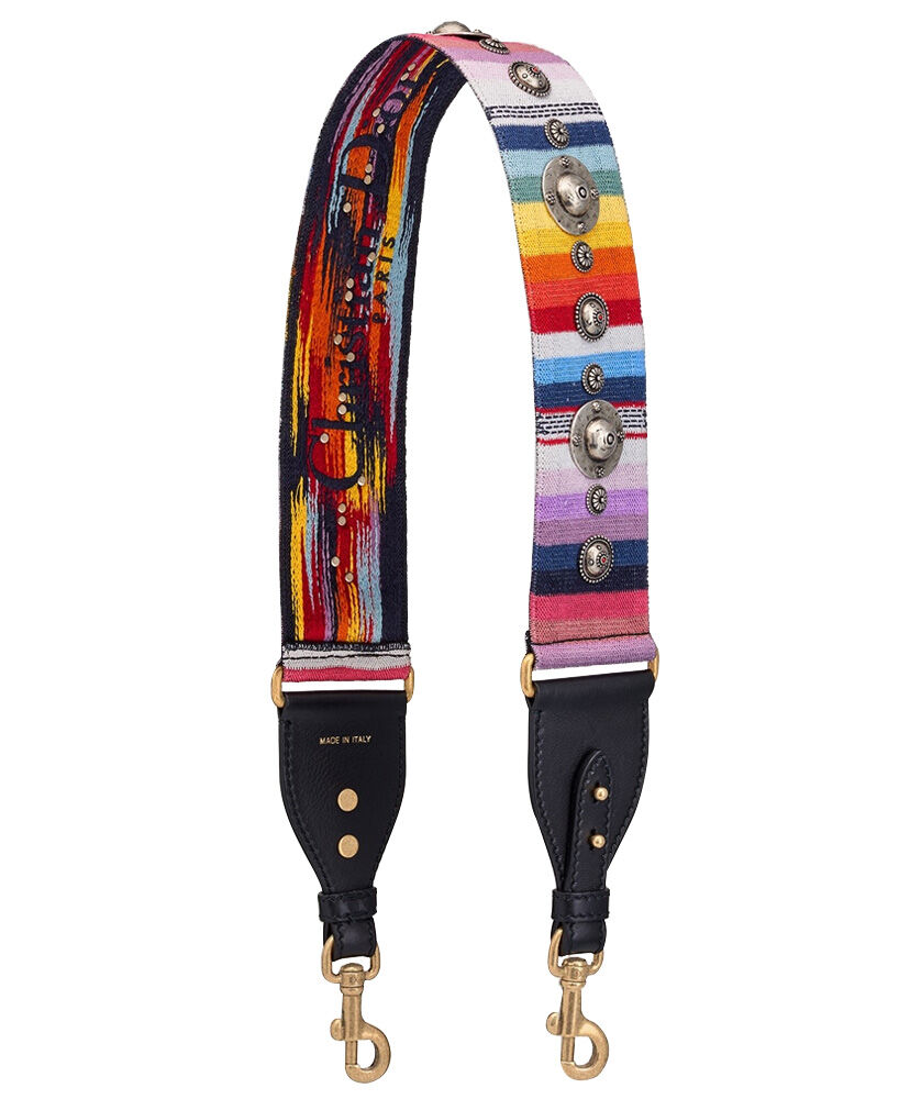 Christian Dior Wide multi-coloured canvas shoulder strap Red